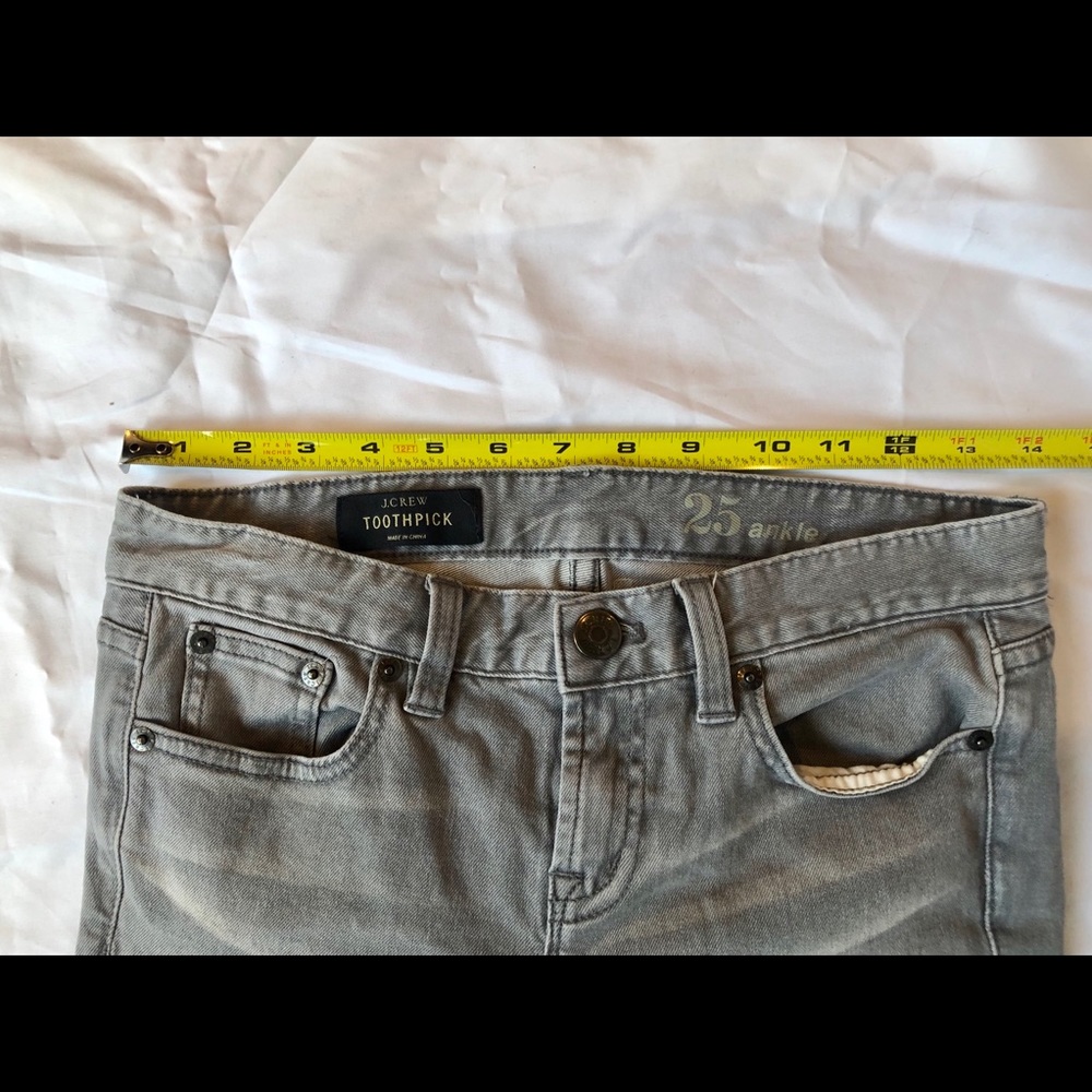 J. Crew Light Grey Toothpick Skinny Ankle Jeans - Picture 3 of 6